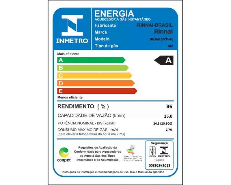 Aquecedor a Gás M15 BR - Rinnai