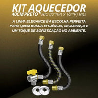 Kit Flexível 1/2 FM Aquecedor De Água a Gás Vazão Plena 40cm - Cor PRETO