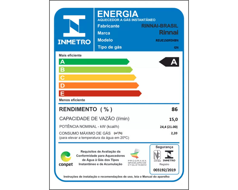 Aquecedor a Gás E15 - Rinnai